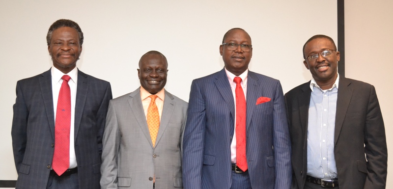  L-R: Chief Executive Officer, EAN Hangar; Dr. Harold Demuren, Chief Executive Officer, NigerianTravelsMart (NTM)  Simon Tumba,  Chairman, Aso Savings & Loans Plc Ali Mohammed Magashi and Chief Executive Officer, RTC Advisory Services Limited Mr. Opeyemi Agbaje, at the NTM 2017 Colloquium in Lagos today. 