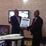 Chief Executive Officer of Air Peace, Mr. Allen Onyema receiving the International Air Transport Association (IATA) membership certificate from IATA Area Manager, West Africa, Dr. Samson Fatokun