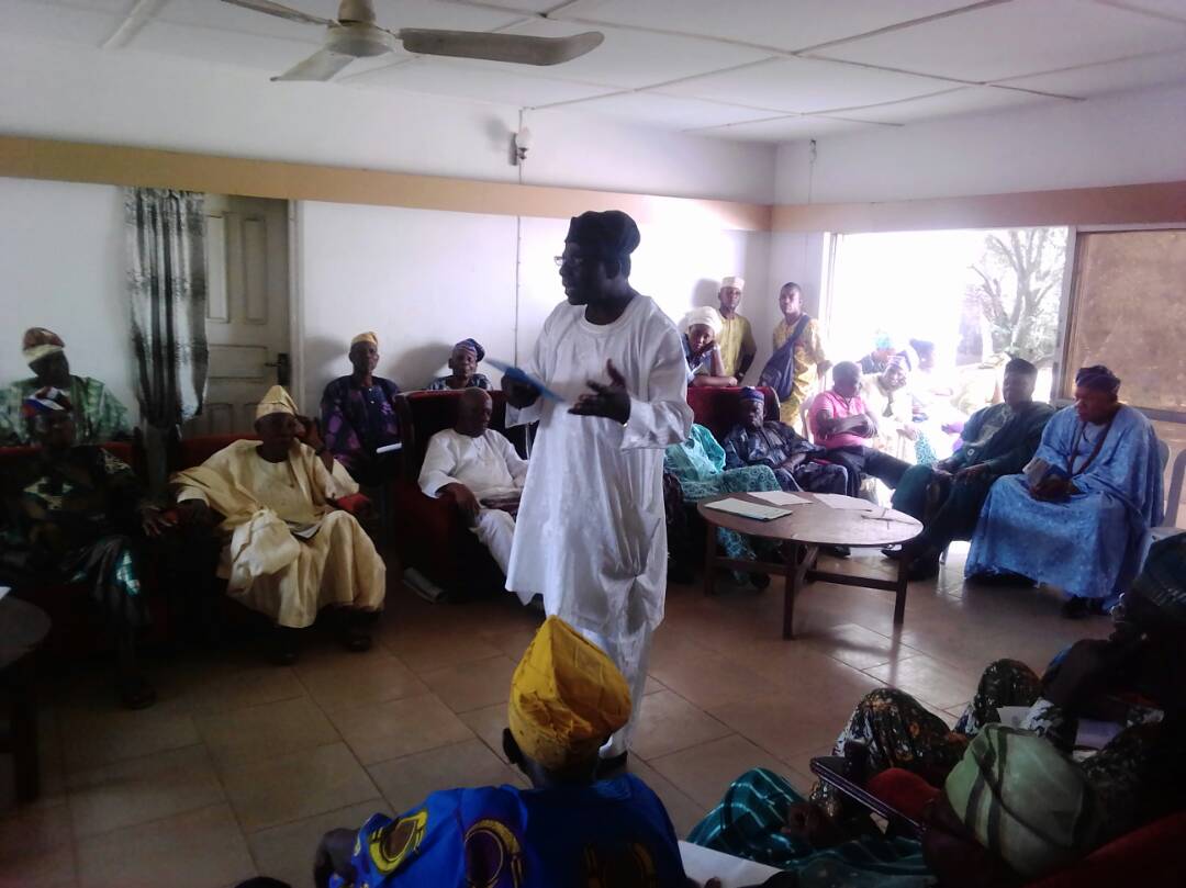 Professor-Philip-Adetiloye  addressing the Ekiti Elders Forum at Igbara-OdoEkiti   during the meeting recently.