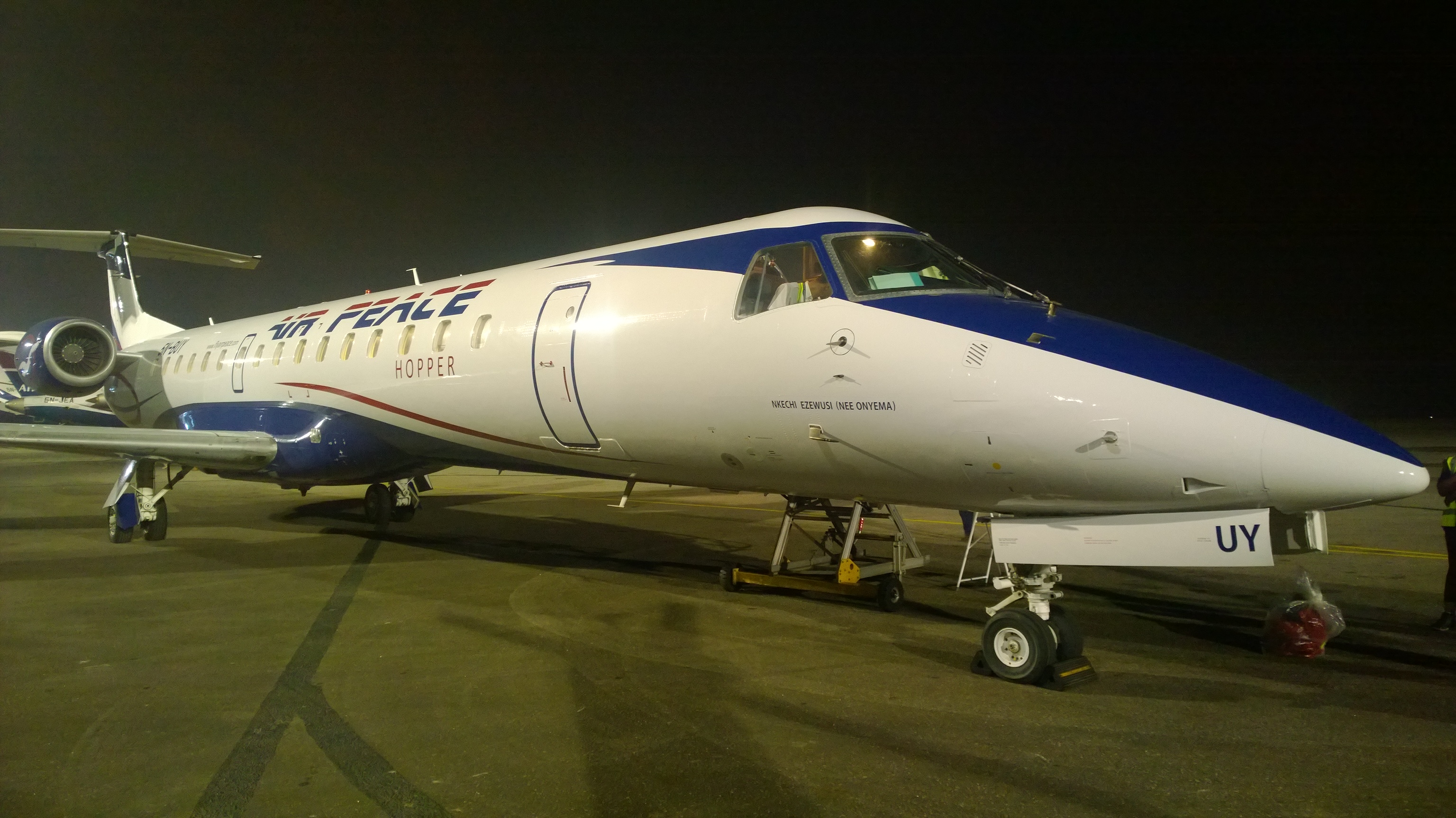 One of the six 50-seater new generation  Embraer 145 jets procured by Air Peace 